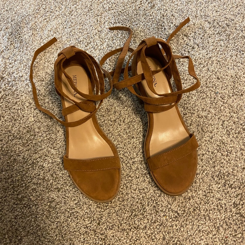 Suede lace up heels